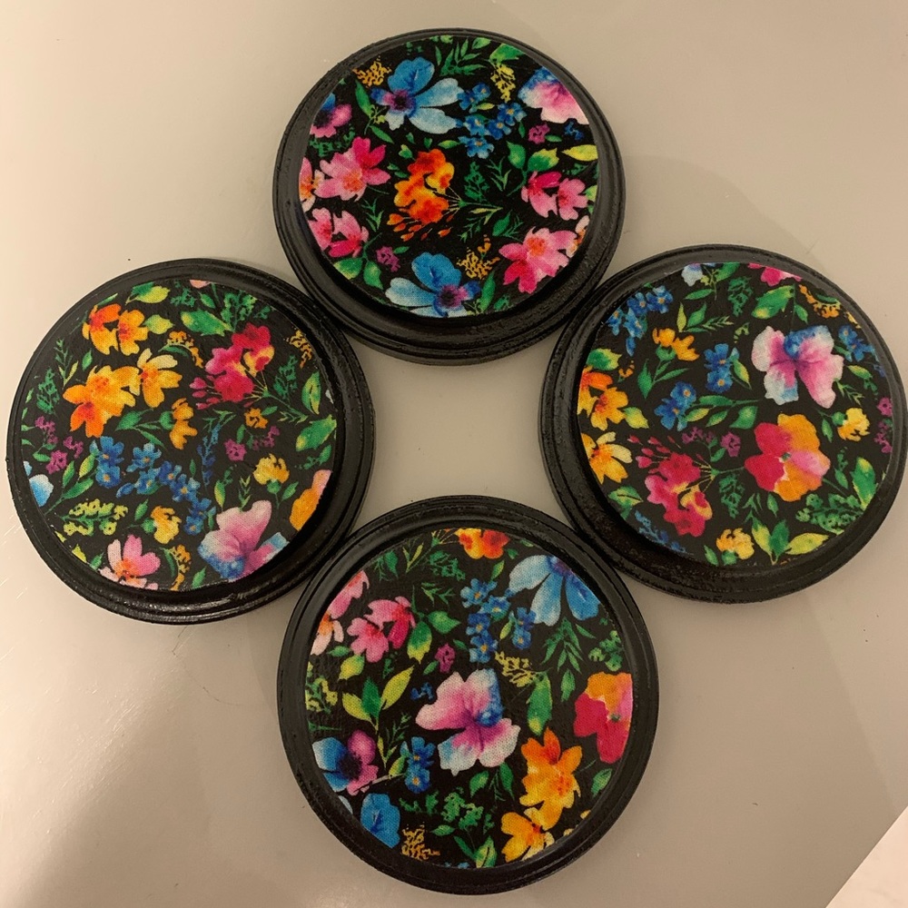 Handmade Floral Multicolor Indoor Drink Coasters